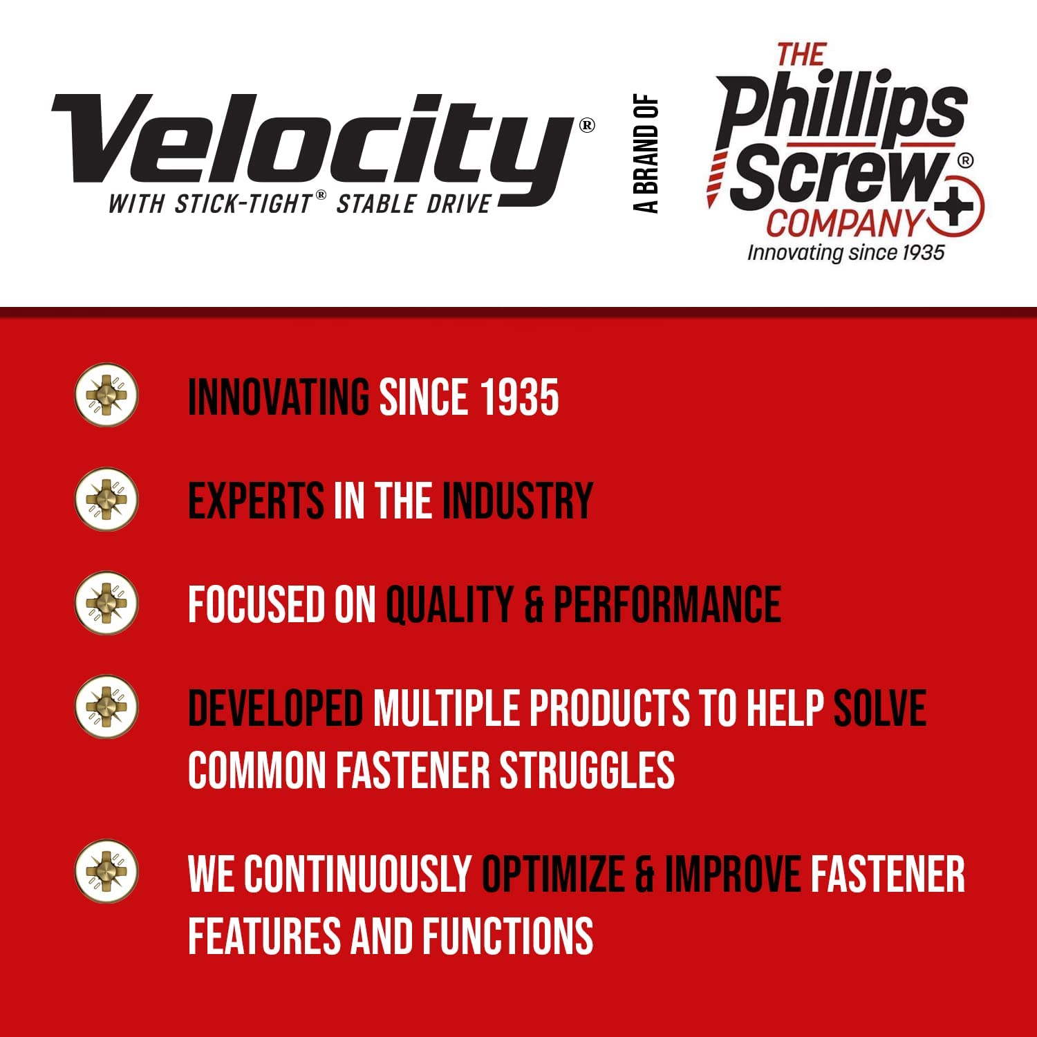 Velocity – Tornillo de madera exterior de 5 libras, tornillo de madera fabricado con acero al carbono, incluye 1 broca Hexstix y organizador de