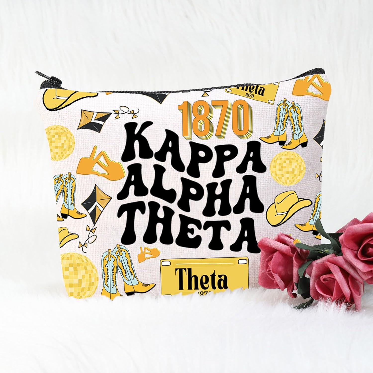 POFULL Theta Letras Griegas Regalo Hermandad Bolsa Cosmética Theta Regalo Parafernalia Griega