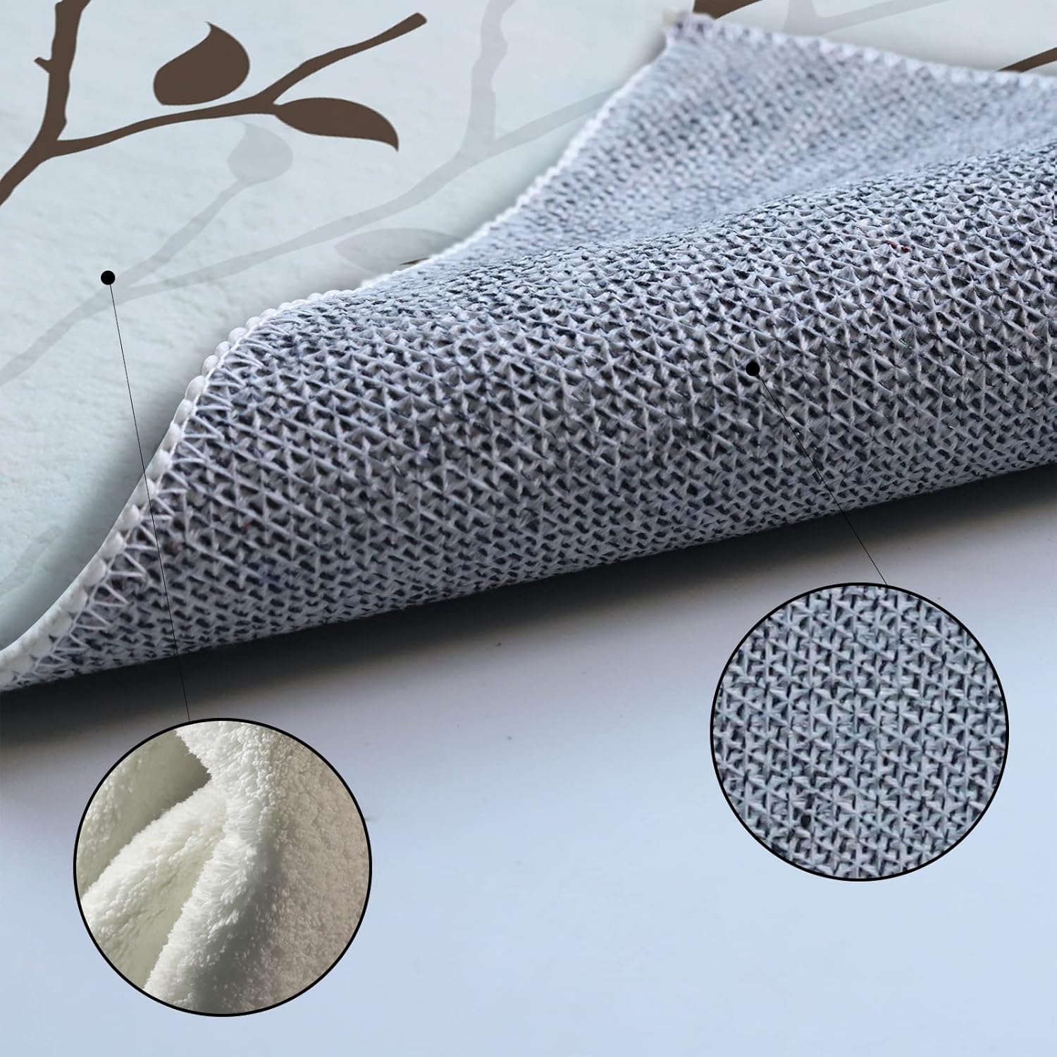 Round Rug 5Ft, Dead Branch Outline Soft Round Area Rug Machine Washable Non-Slip Circle Rug Carpet Inoor Throw Rug for Living Room Bedroom