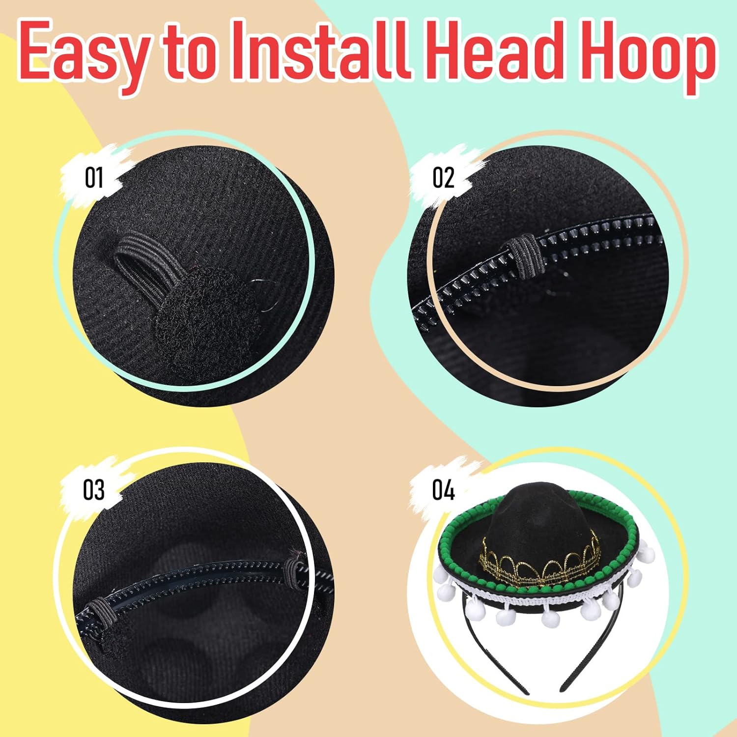 24 diademas de tela para fiesta de Cinco de Mayo, mini sombrero, diademas para fiestas, decoraciones de fiesta, sombreros mexicanos, sombreros,