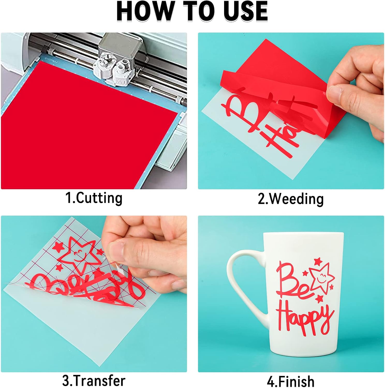 Paquete de 14 láminas de vinilo permanentes, autoadhesivas para Cricut, hojas de vinilo permanentes para exteriores para calcomanías del hogar,
