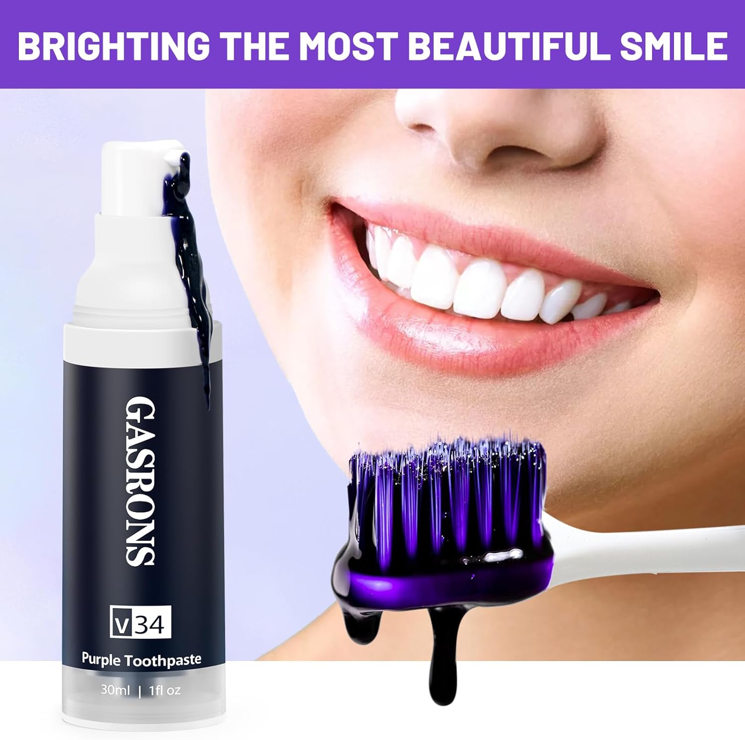 Pasta de dientes morada, Blanqueamiento de dientes púrpura, Eliminación de manchas de dientes, Retiro de Blanqueamiento de Dientes, Potenciador de