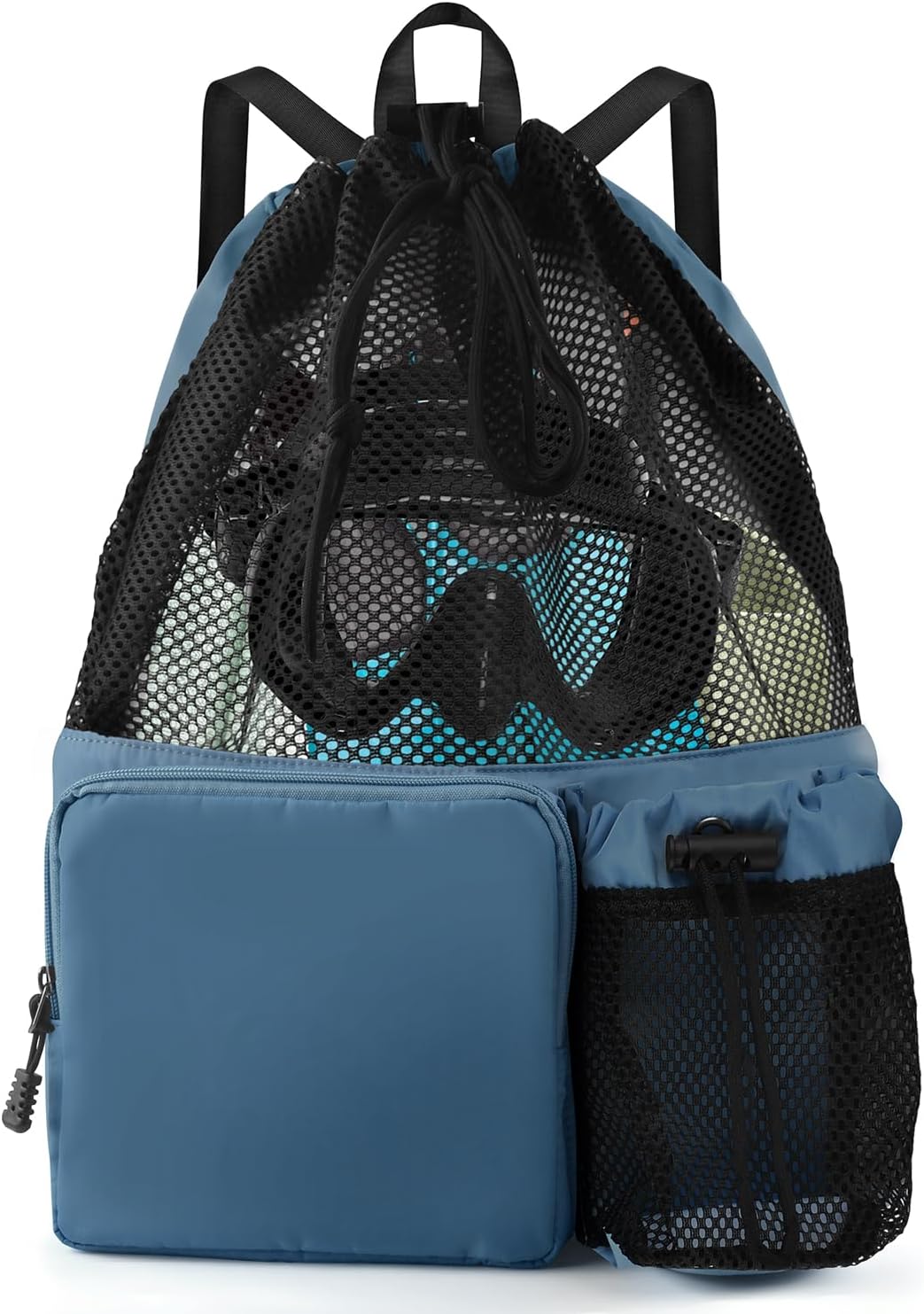 BROTOU Bolsa de natación de malla con cordón, mochila de deportes acuáticos con bolsillo húmedoseco, mochila de playa para natación, surf, viajes