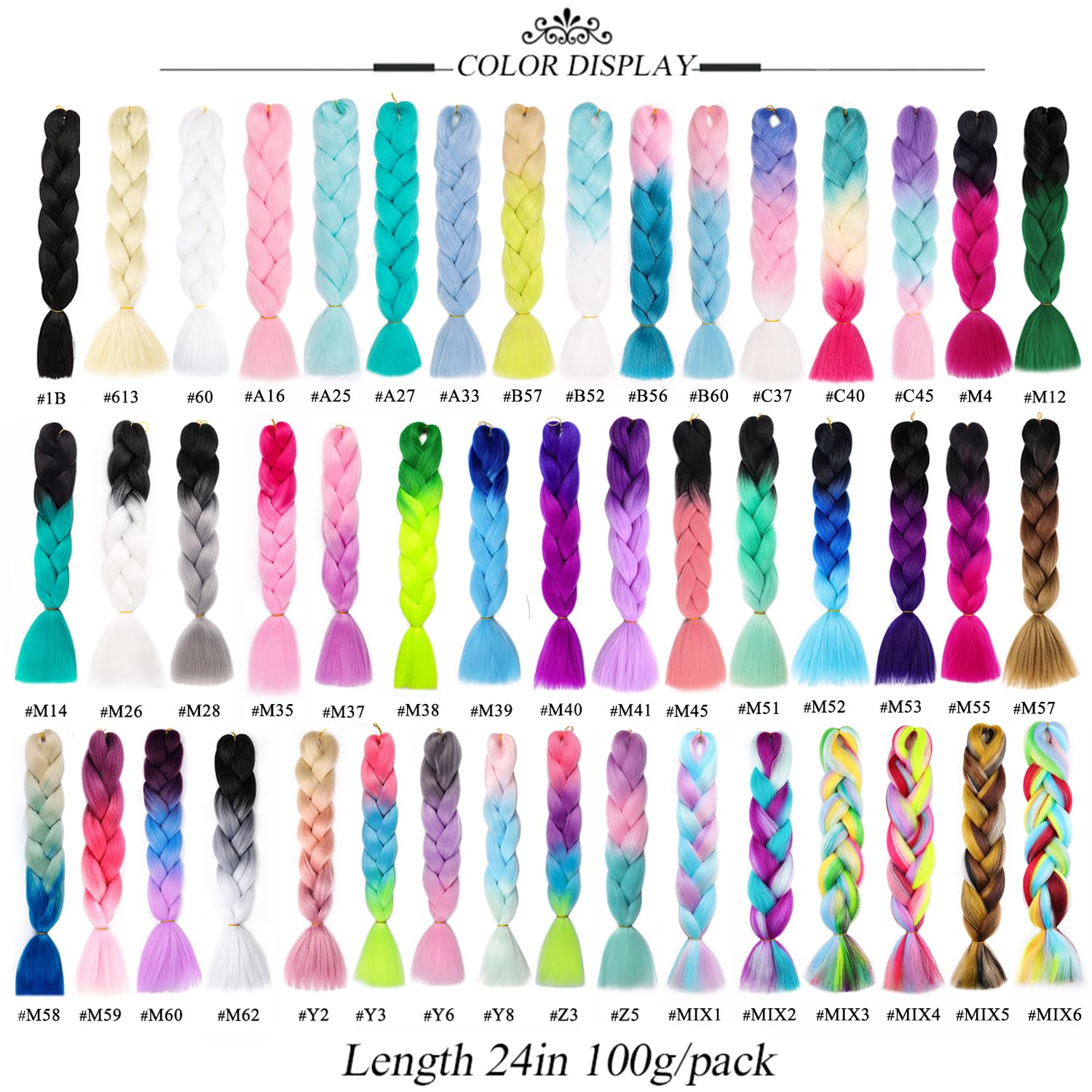 Maysa Cabello trenzado colorido de 24 pulgadas, color negro y marrón, extensiones de cabello trenzado ombré, extensiones preestiradas para niñas, 3