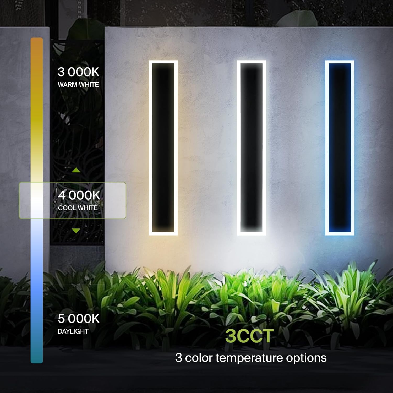ASD Lámpara de pared LED de 36 pulgadas de largo, interruptor de 30 W, 100-277 V, 2500 lúmenes, 3000 K4000 K5000 K, regulable, impermeable, base de