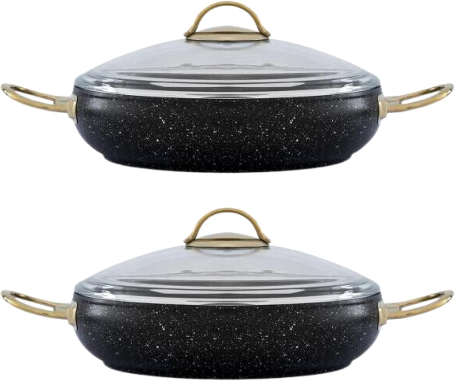 Acar Olla Negra Nostalgia Negra, Olla Antiadherente con Tapa de Vidrio, Ollas y Sartenes, Apto para Lavavajillas, Asas Elegantes de Acero