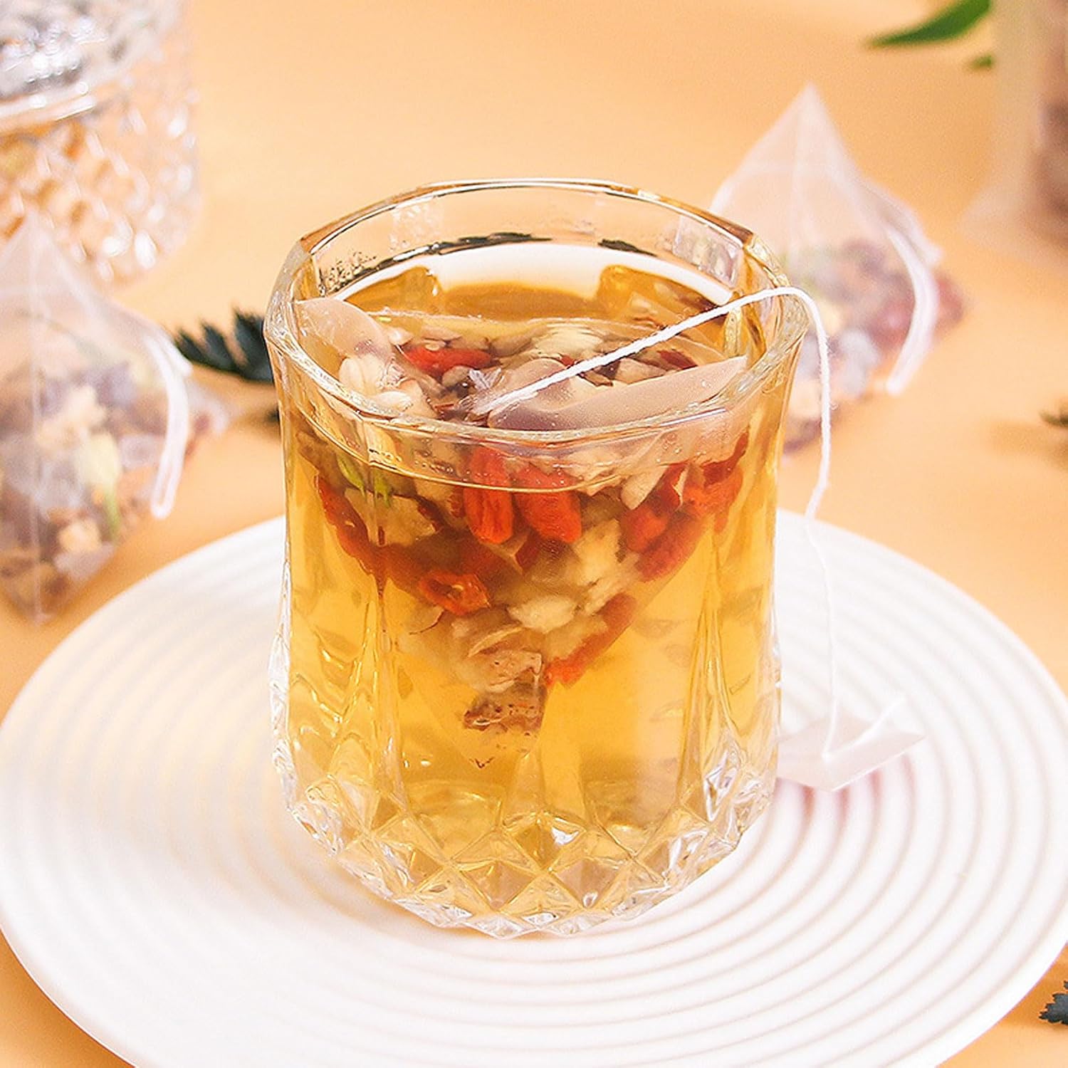 Té chino Wolfberry Snow Pear, Rock Sugar Snow Pear Jasmine Tea Bags 8.81oz (10gx25 paquetes), Lycium barbarum, pera de nieve, azufaifo, jazmín,