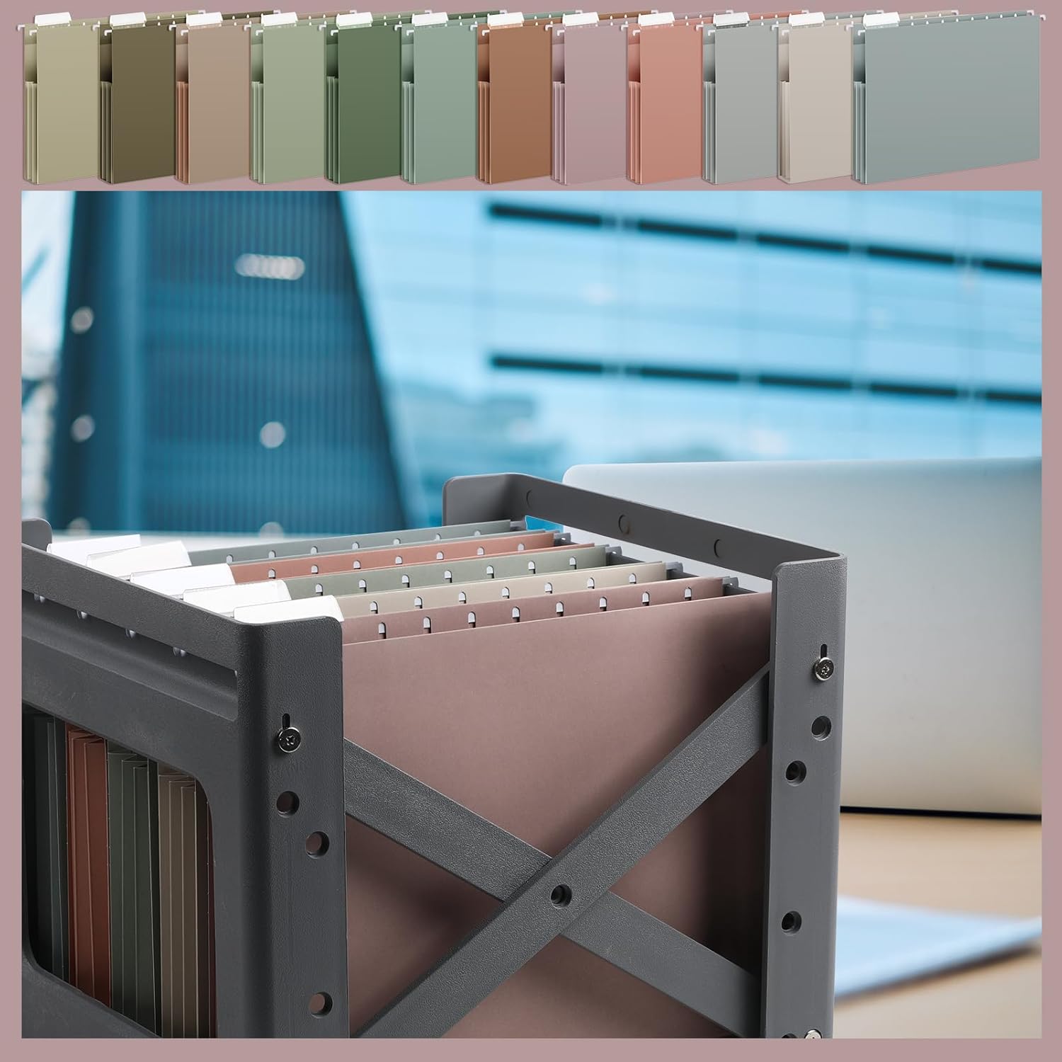 Yaomiao 36 carpetas colgantes expansibles de capacidad extra de colores, tamaño carta, 3.5 pulgadas, carpeta colgante de expansión con etiqueta