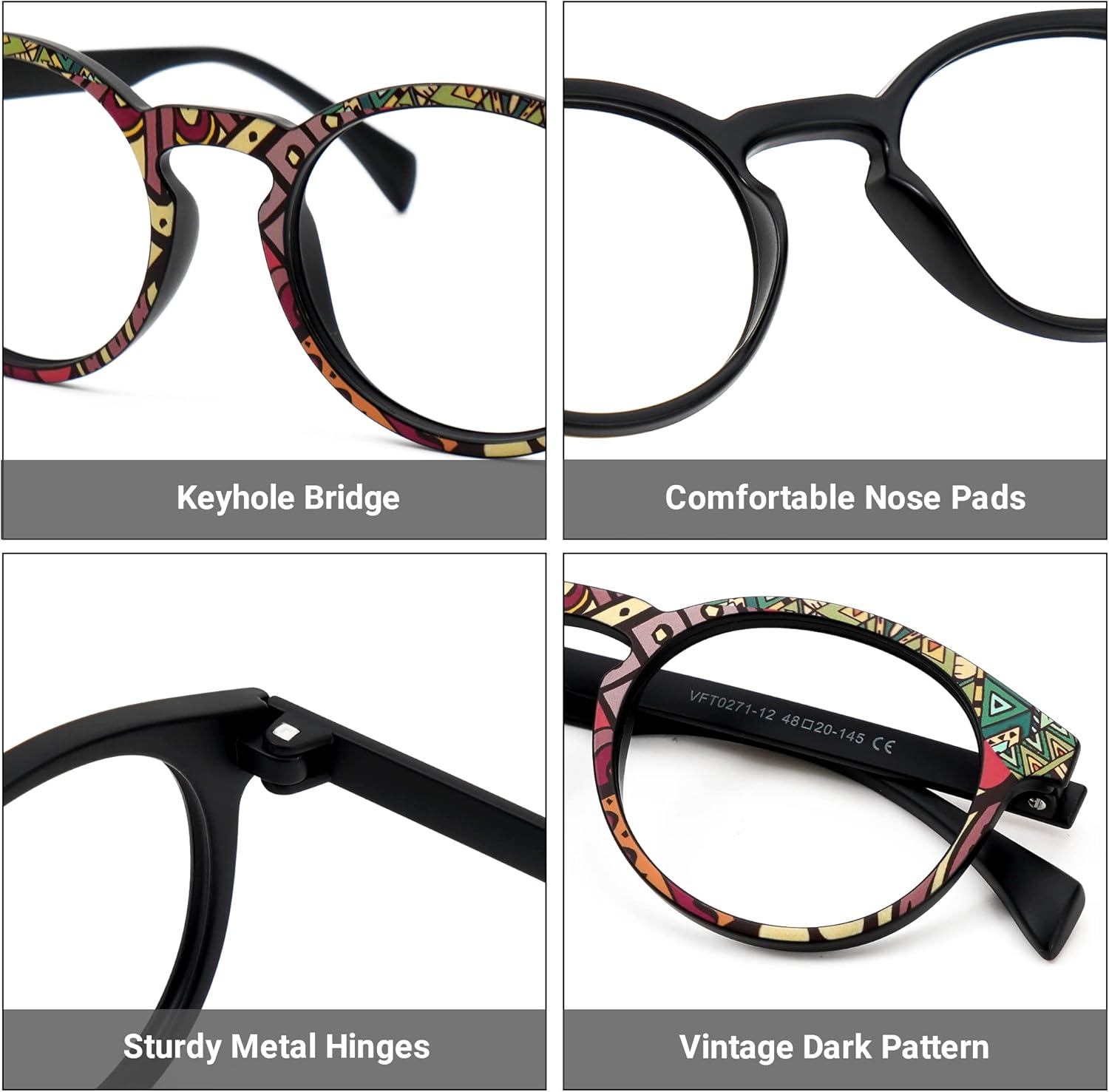 Zeelool Unisex Chic TR90 – Marco redondo para anteojos con lente transparente sin receta Street-Artist ZVFT0271