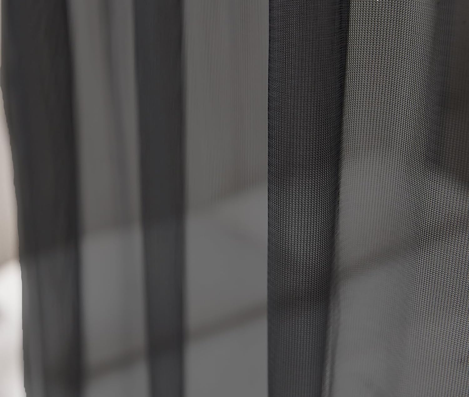 Akiky Cortinas de dosel para cama, toldos negros transparentes, cenefa, 1 panel de toldo, tamaño King, bufanda, cenefa para decoración del hogar