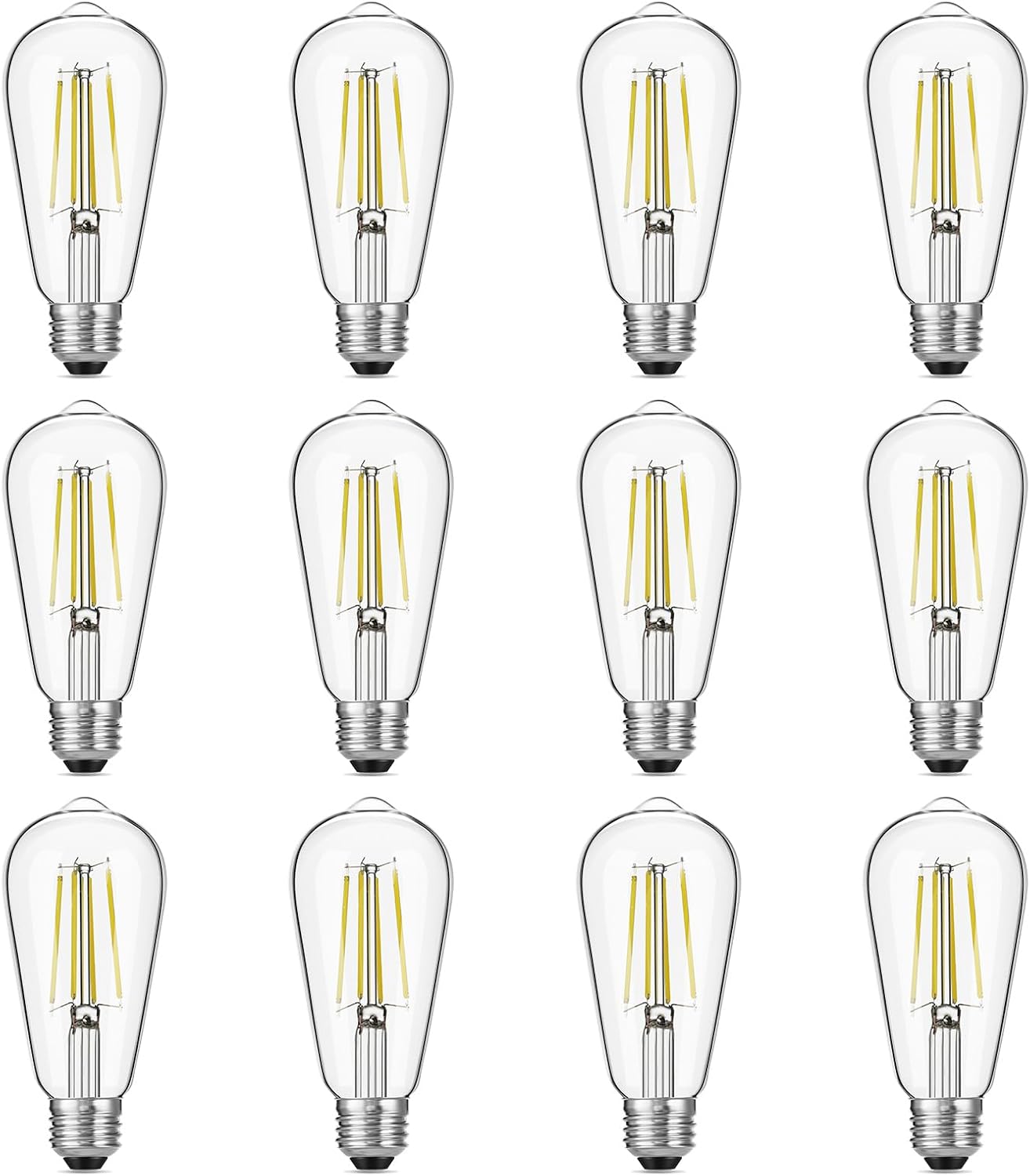 Bombillas LED Edison vintage regulables, 6 W, equivalente a 60 W, 750 lm, luz diurna 5000 K, 90+ CRI, bombillas de filamento LED antiguas ST58, base