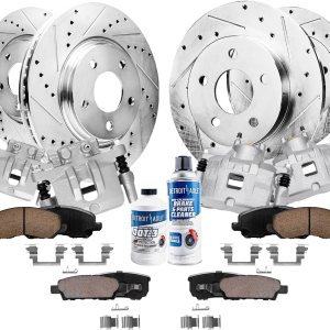 Detroit Axle – Rotores perforados delanteros y traseros de 11.57 pulgadas (11.575 in) y 10.31 pulgadas (10.315 in) de repuesto para 200 Sebring Detroit Axle – Rotores perforados delanteros y traseros de 11.57 pulgadas (11.575 in) y 10.31 pulgadas (10.315 in) de repuesto para 200 Sebring