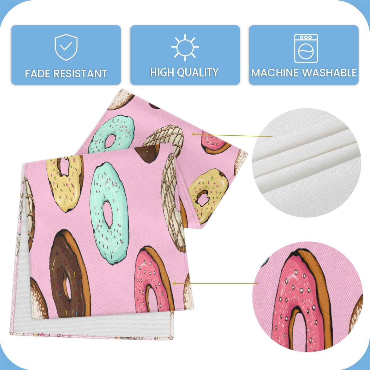 Camino de mesa de donas lindas, mantel de lino rústico otoñal, decoración de mesa de cocina y comedor para fiesta en el hogar, 13 x 72 pulgadas
