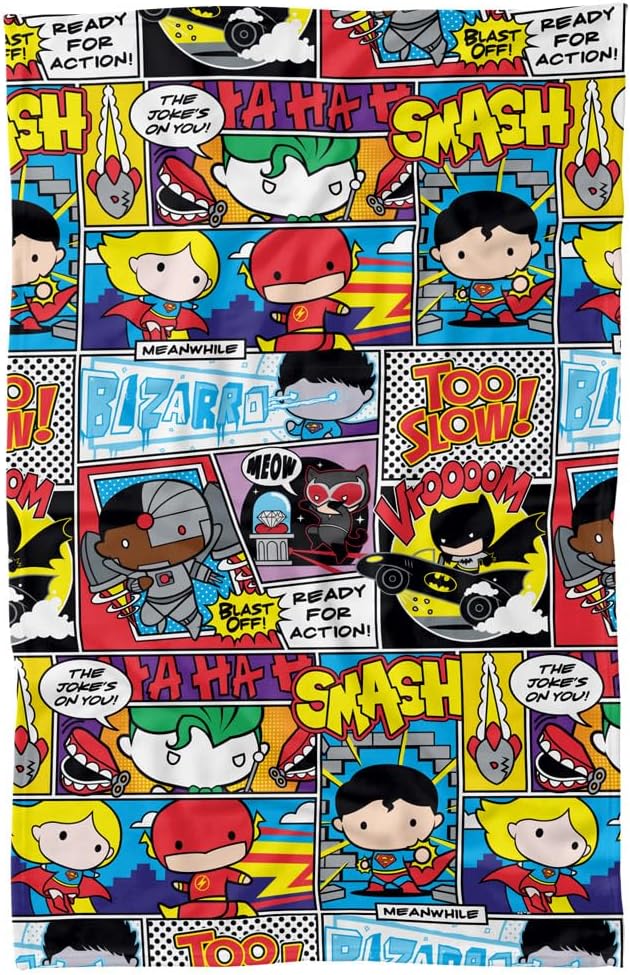 LOGOVISION Manta de la Liga de la Justicia, 36 x 58 pulgadas, manta de forro polar DC Heroes Chibi