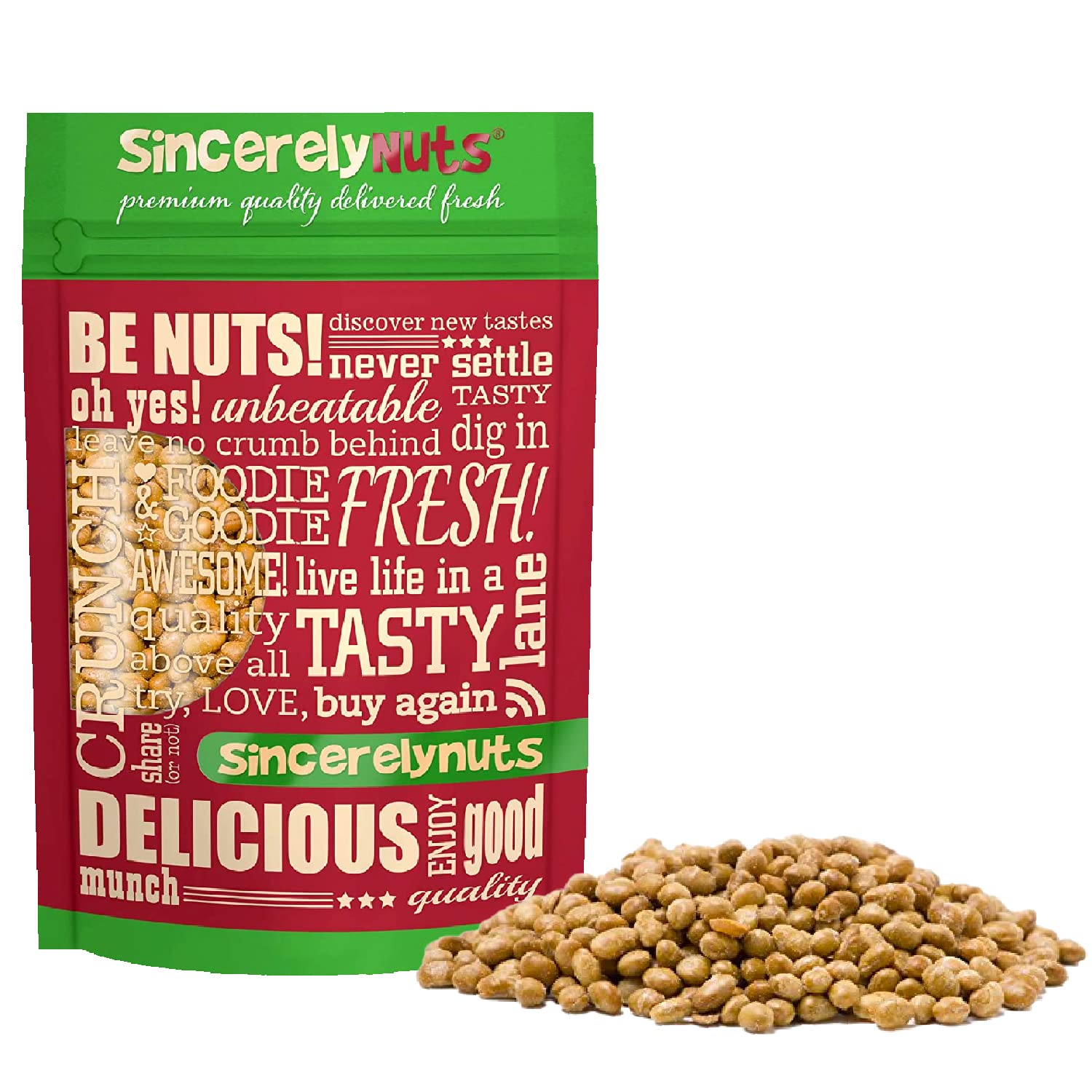 Sincerely Nuts Granos de soja (nueces de soja) tostados y salados, bocadillo increíblemente saludable, exquisito sabor crujiente. Certificado kosher