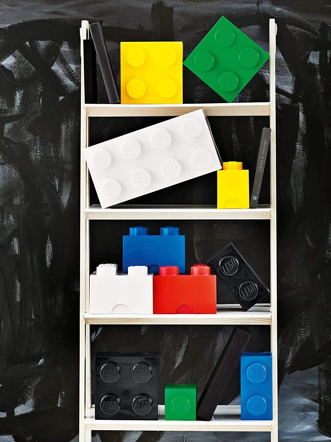 LEGO Caja de almacenamiento negra ladrillo 4, 9.843 x 9.843 x 7.087in