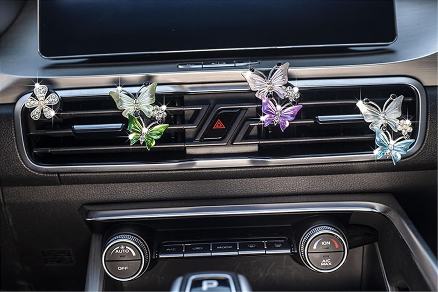 Ambientadores para automóvil, clips de ventilación de mariposa, diamantes de imitación, clip de aromaterapia, decoración interior del automóvil,