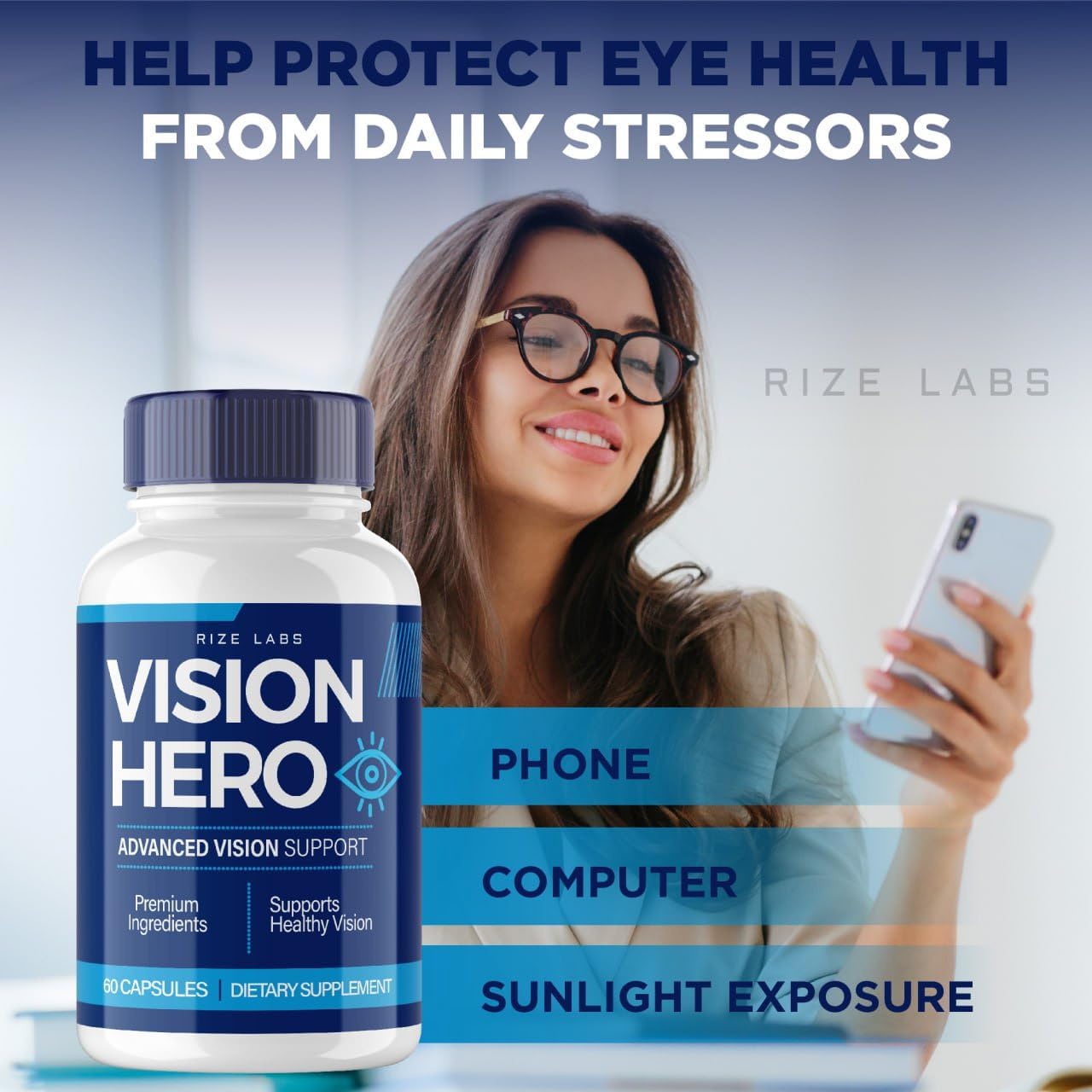Vision Hero Cápsulas  Suplemento de salud ocular Vision Hero para apoyo a la visión saludable, píldoras de fórmula avanzada, comentarios de pastilla