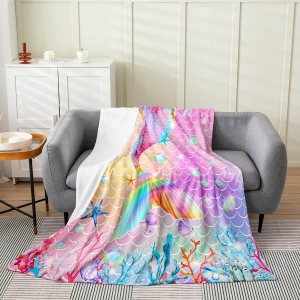 Erosebridal Manta de cola de sirena para niños, manta de vellón de sirena de 40 x 50 pulgadas para niñas, manta de franela de escamas de peces Erosebridal Manta de cola de sirena para niños, manta de vellón de sirena de 40 x 50 pulgadas para niñas, manta de franela de escamas de peces