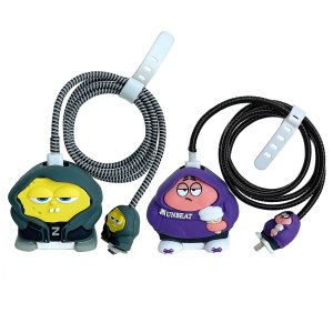 Axanbox Paquete de 2 protectores de cargador de teléfono de dibujos animados, protector de cable Kawaii 3D cargador de teléfono para Apple 18 W20 Axanbox Paquete de 2 protectores de cargador de teléfono de dibujos animados, protector de cable Kawaii 3D cargador de teléfono para Apple 18 W20