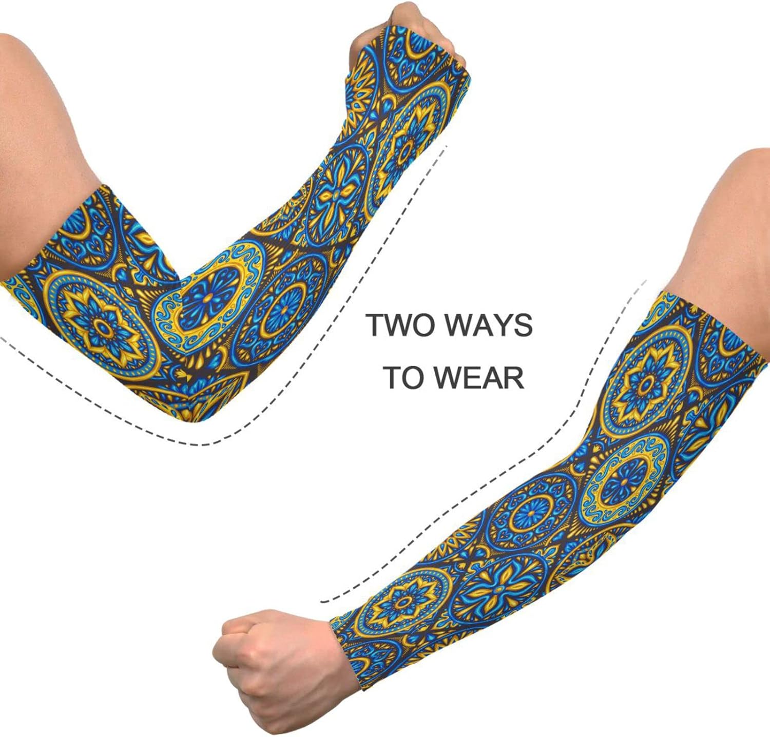 Mangas de brazo con patrón de flores misteriosas para mujeres y hombres, protección solar UV, mangas refrescantes con agujeros para el pulgar para