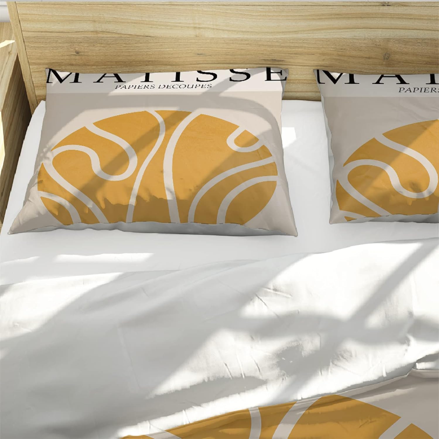 3 piezas Funda nórdica Henri Matisse Amarillo Patrón Redondo Cubierta de edredón con cierre de cremallera y lazos de esquina Soft Cozy Bedding Sets