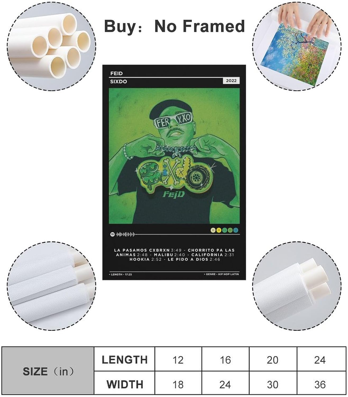 DAXXIN Feid -Sixdo – Póster de lienzo decorativo para pared, sala de estar, dormitorio, decoración, regalo, sin marco, 20 x 30 pulgadas (19.7 x 29.5