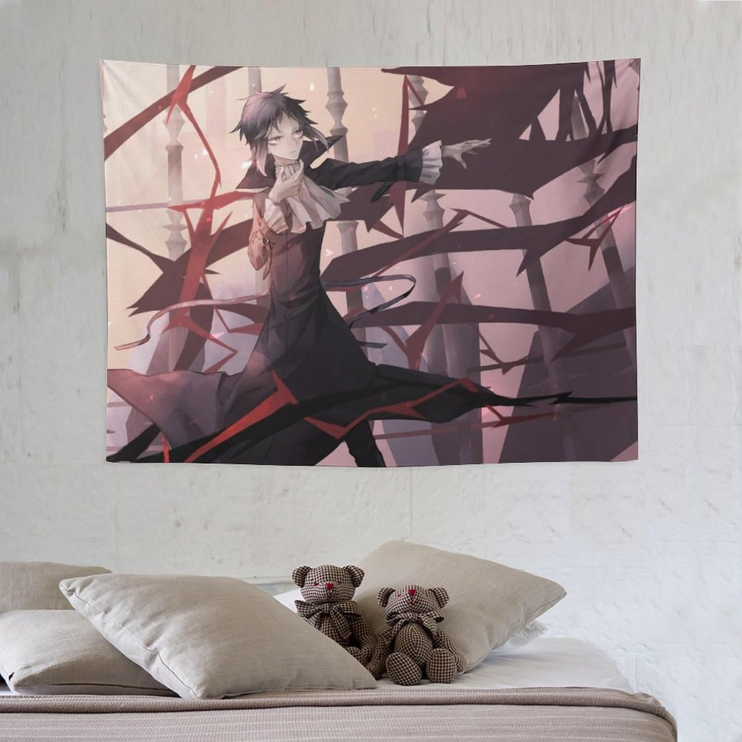 LAHE Bungo – Tapiz de animé de perros callejeros (4) tapiz decorativo para dormitorio, decoración moderna para el hogar, obras de arte, tapices de