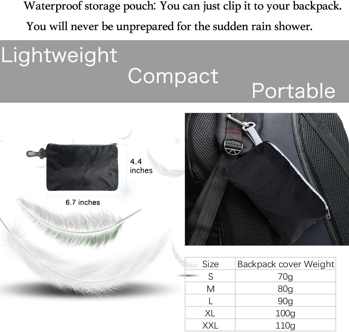 Frelaxy Funda impermeable para mochila, triple impermeabilidad, correa antideslizante con hebilla cruzada, ultraligera y compacta, portátil, para