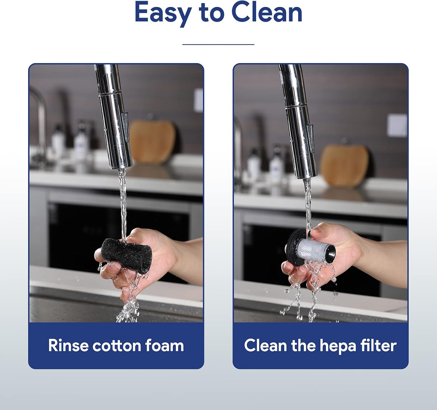 Bagotte Replacement Filters BHV10 Handheld Vacuum Cleaner, Washable Reusable Foam Filter and HEPA Filter for Effective Filtration, 4-Pack