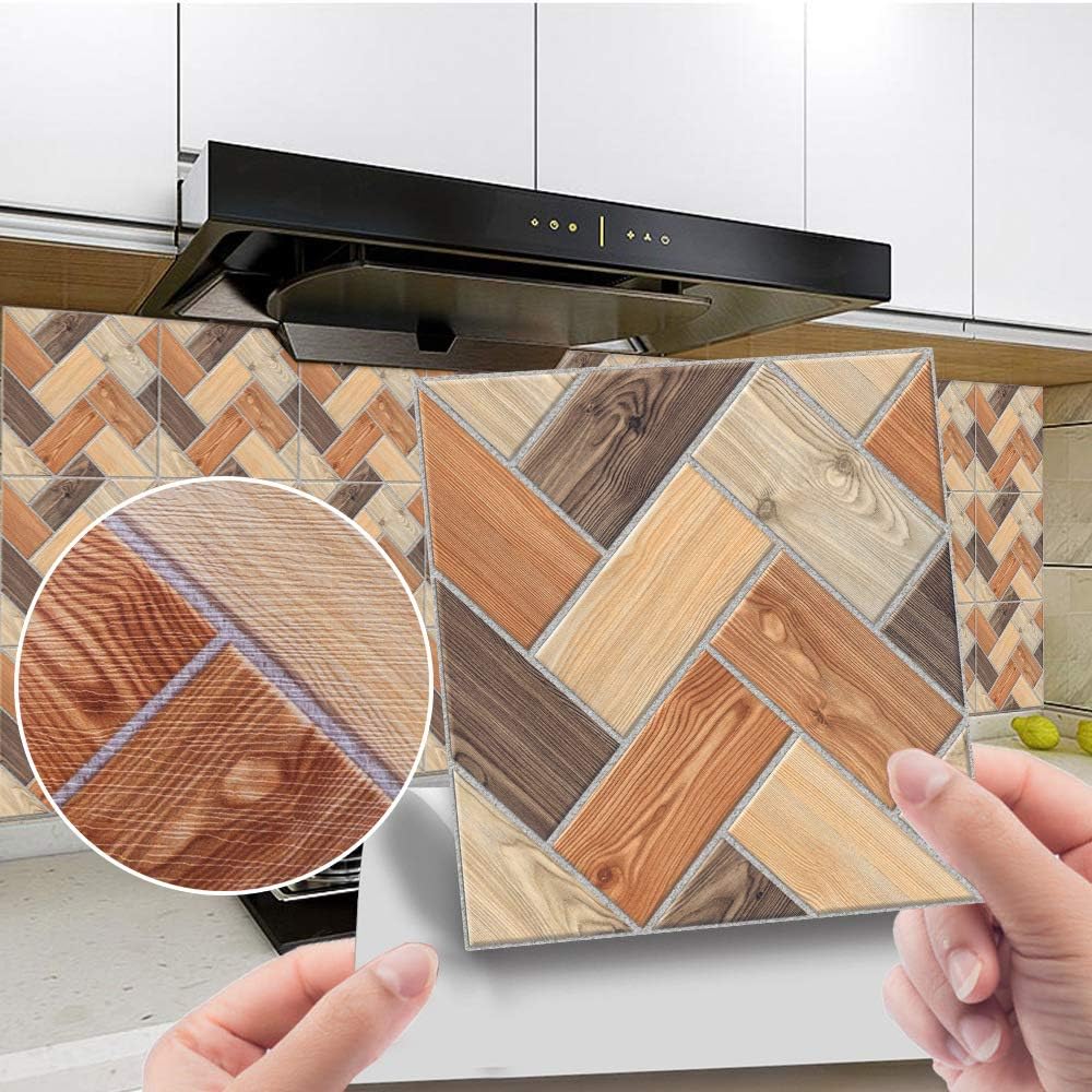 Hixingo 20 papel tapiz impermeable para despegar y pegar, azulejos de PVC para despegar y pegar, paneles decorativos de pared para cocina, baño (3.9