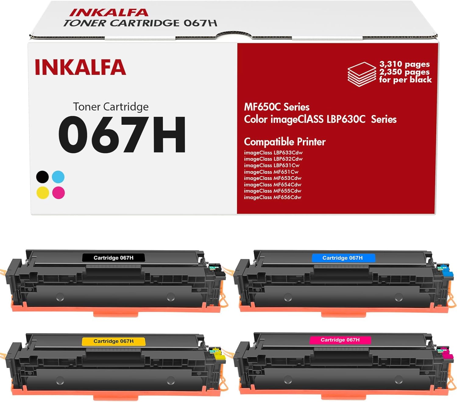 067H 067 MF656Cdw MF654Cdw Juego de cartuchos de tóner compatible de repuesto para Canon 067H 067 Color ImageCLASS LBP632Cdw MF653Cdw LBP633Cdw
