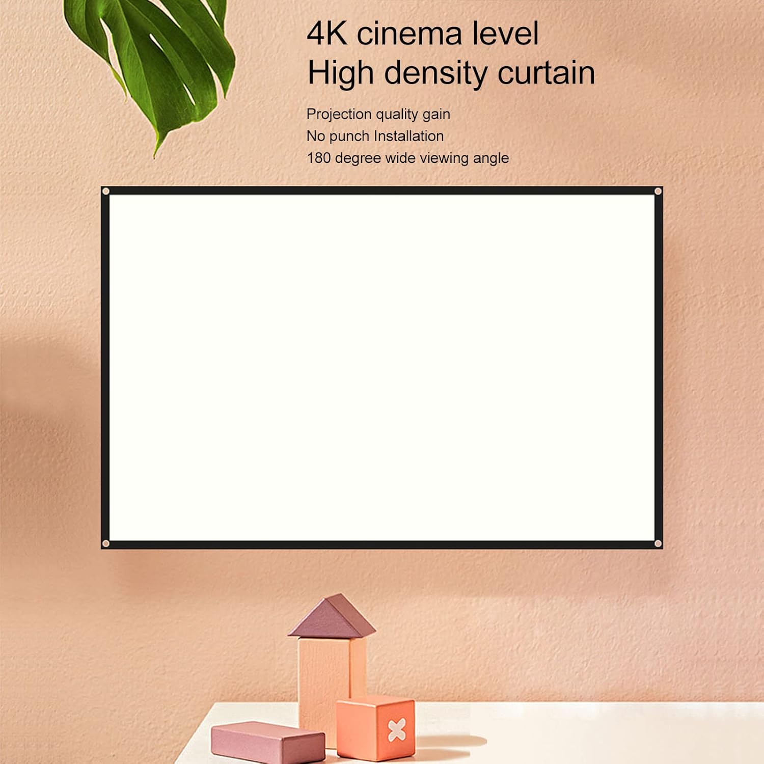 Pantalla de proyector de 60 pulgadas, pantalla de proyección HD 169 1080P con gancho, mini cortina de proyector de cine en casa, pantalla de