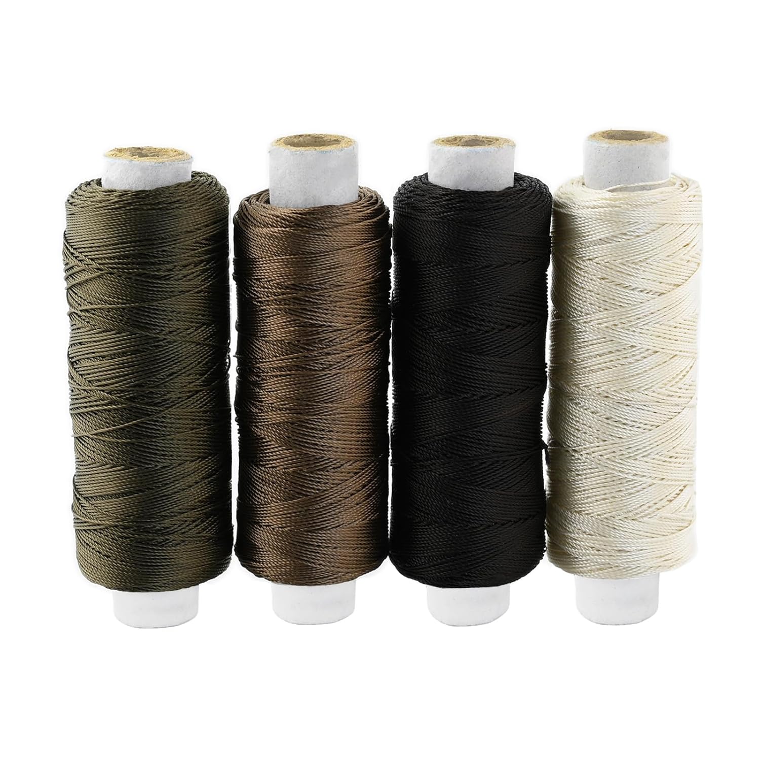 4 rollos de hilos de coser para coser a mano, extensiones de cabello para hacer pelucas de bricolaje (negro, marrón, marrón oscuro, color beige) (4