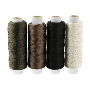 4 rollos de hilos de coser para coser a mano, extensiones de cabello para hacer pelucas de bricolaje (negro, marrón, marrón oscuro, color beige) (4 4 rollos de hilos de coser para coser a mano, extensiones de cabello para hacer pelucas de bricolaje (negro, marrón, marrón oscuro, color beige) (4