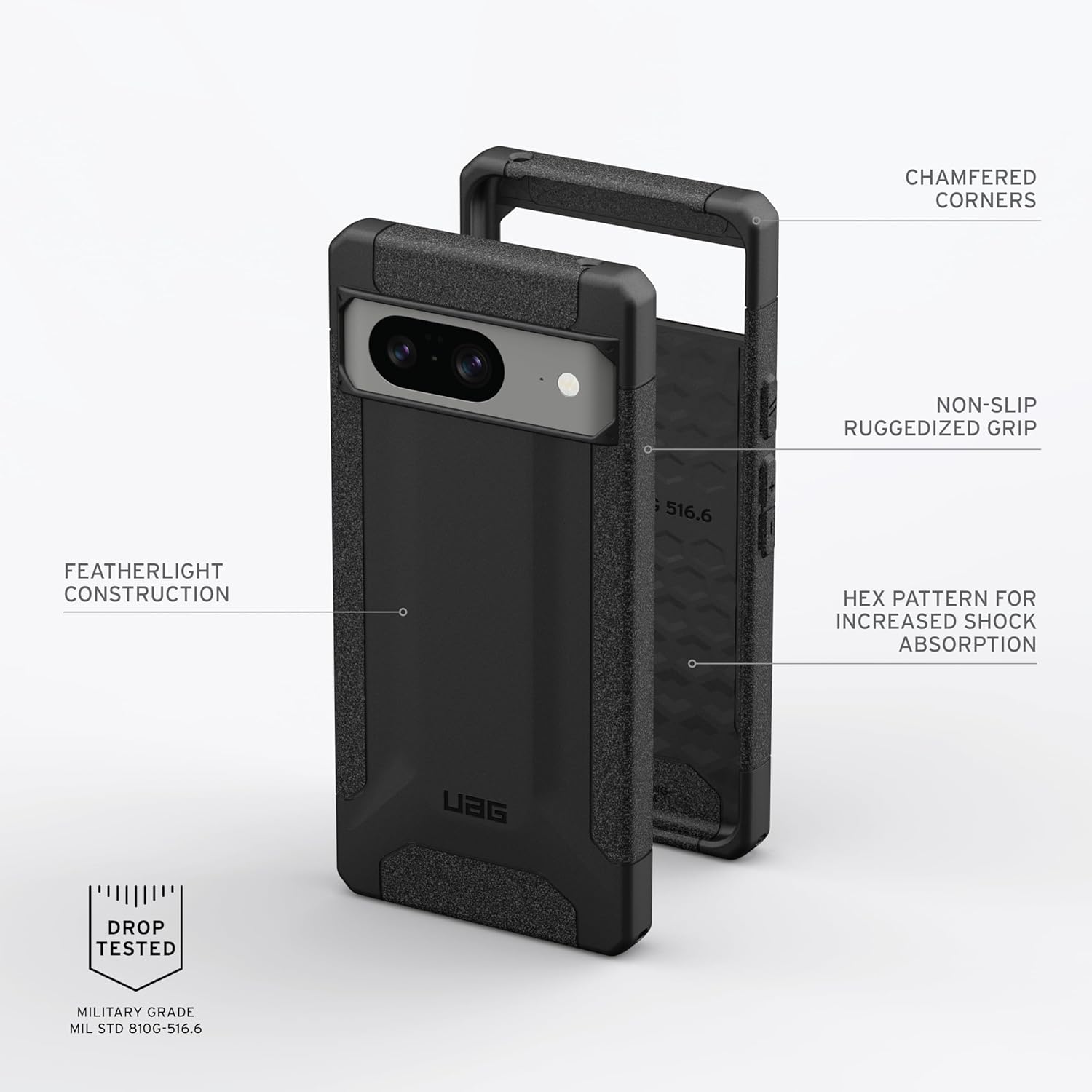 URBAN ARMOR GEAR UAG – Funda protectora hecha para Google Pixel 8, color negro, delgada, resistente a los impactos, militar, a prueba de caídas