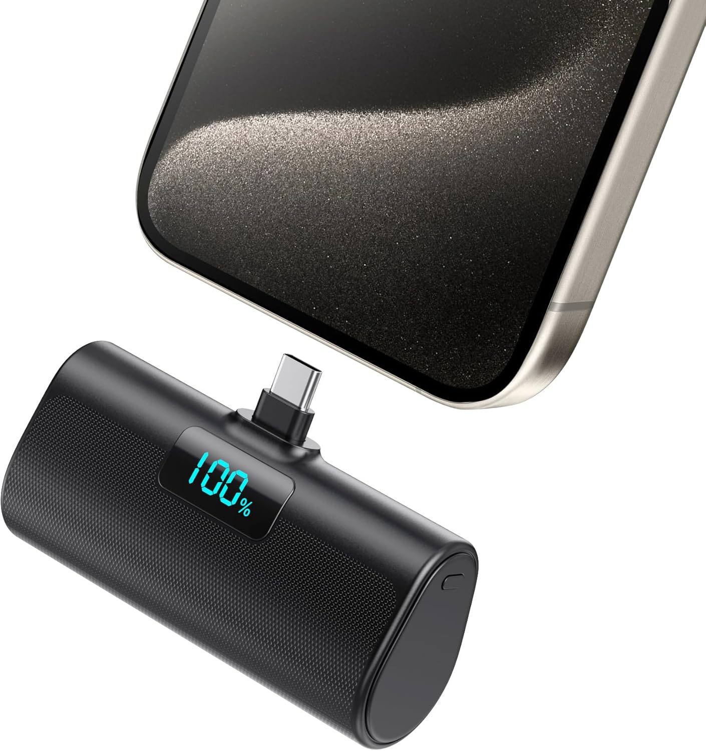 Cargador portátil pequeño de 5200 mAh, cargador de batería PD USB C mejorado con conector USB-C integrado, pantalla LCD, compatible con iPhone 1515