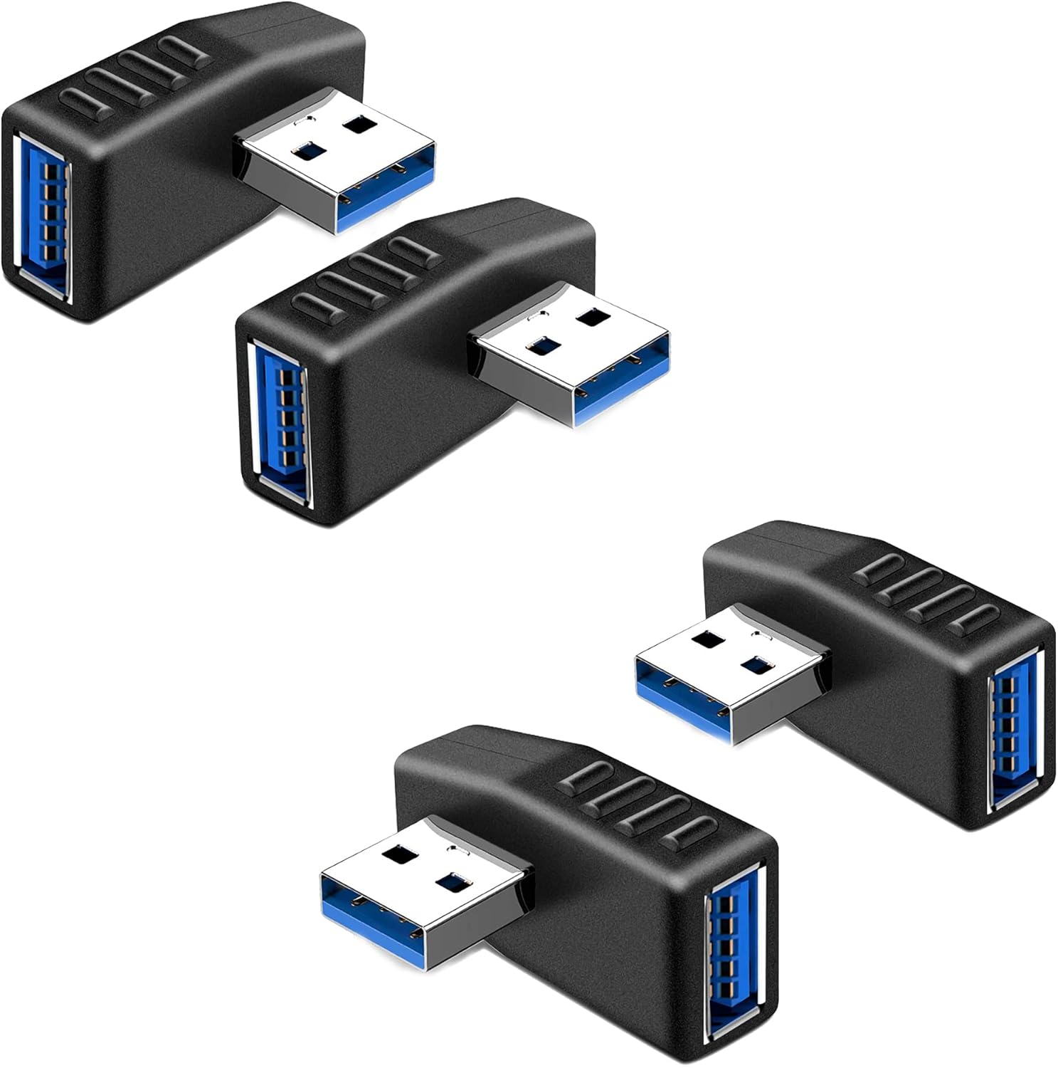 Adaptadores USB 3.0 2 piezas, adaptador USB 3.0 de ángulo recto de 90 grados macho a hembra (incluido adaptador de ángulo izquierdo y recto)