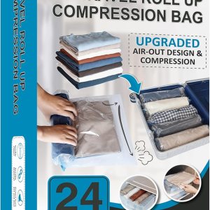 24 bolsas de compresión de viaje, bolsas enrollables para ahorrar espacio para equipaje, artículos esenciales para cruceros (9 rollos grandes9 24 bolsas de compresión de viaje, bolsas enrollables para ahorrar espacio para equipaje, artículos esenciales para cruceros (9 rollos grandes9