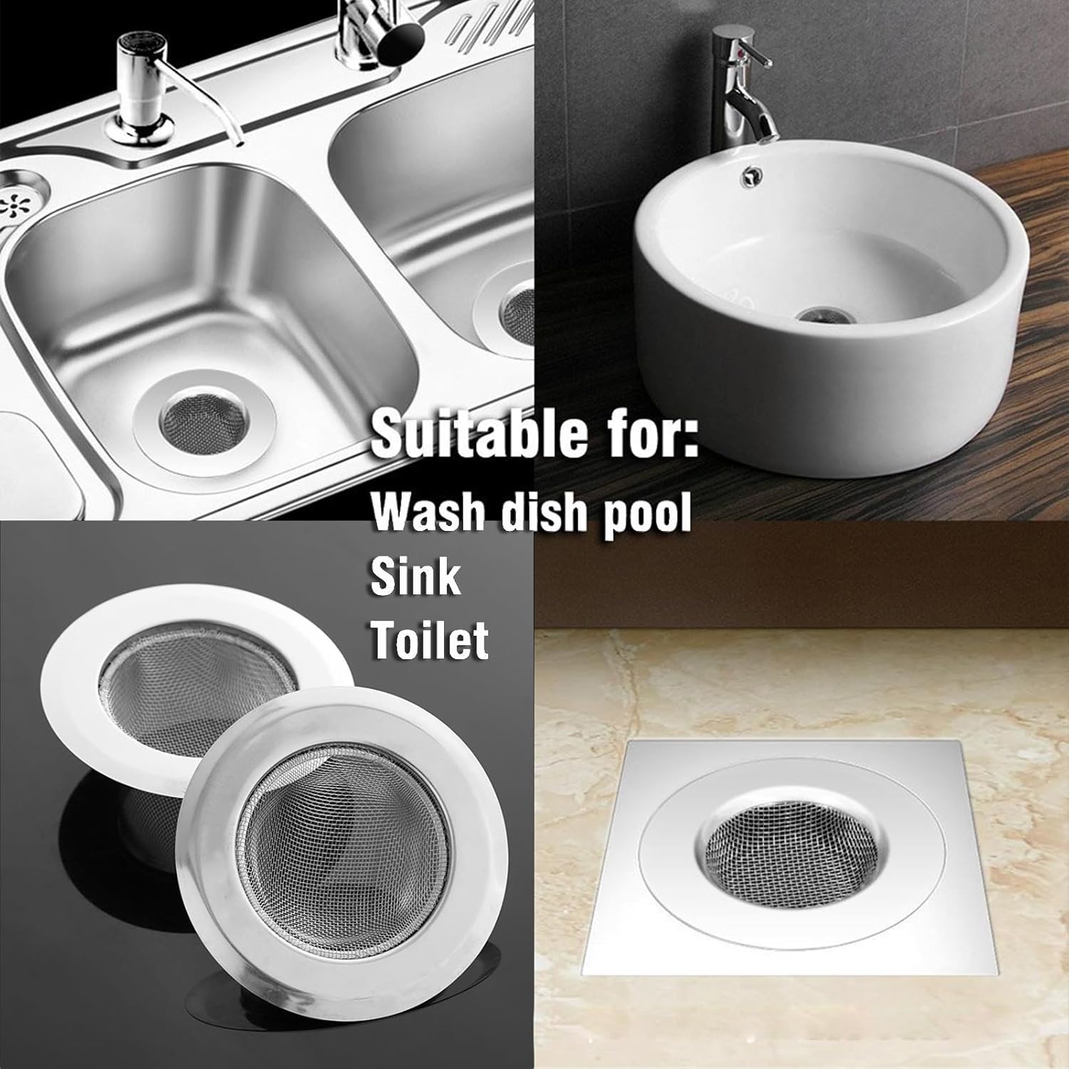 Colador de malla para fregadero de cocina de 4.5 pulgadas, pantalla de drenaje para fregadero de cocina, colador de drenaje de fregadero de 2 piezas