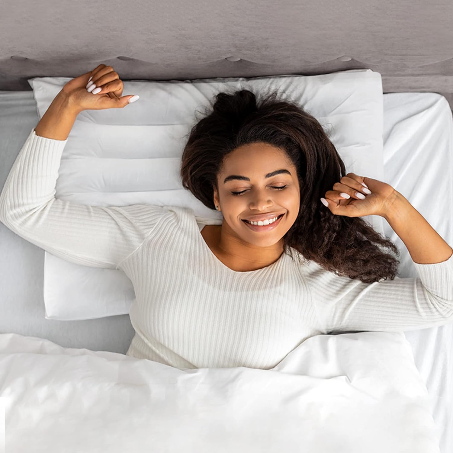 Almohada de cama ultra delgada para dormir, 2.5 pulgadas de altura, funda plana 100% algodón para dormir boca abajo y espalda, almohada suave blanca