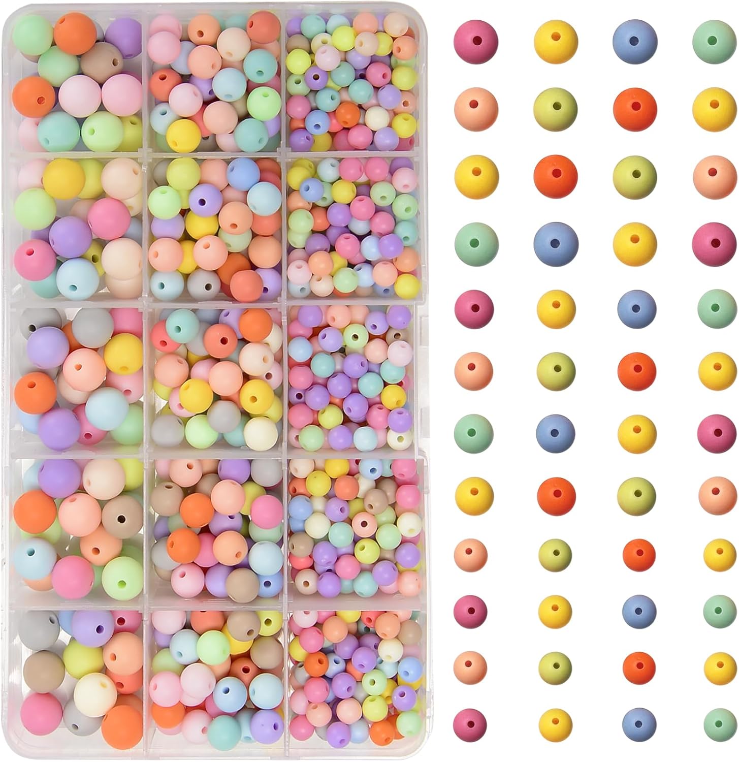 700 cuentas redondas acrílicas de tamaño mixto, bolas acrílicas redondas mate de 0.236 pulgadas, 0.315 pulgadas, cuentas de resina plástica para