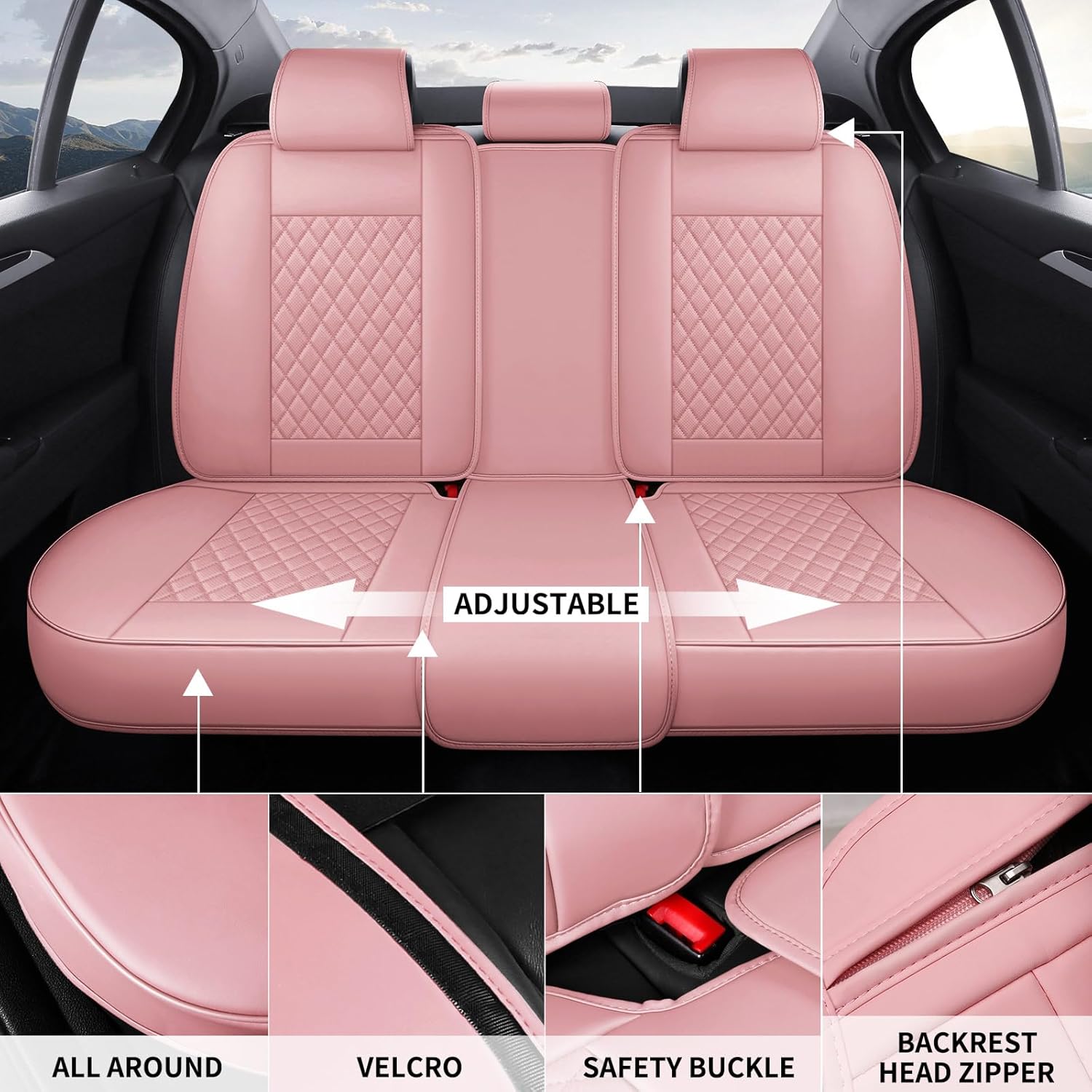 Juego completo de fundas de asiento de automóvil, fundas universales de cuero para asiento de automóvil, funda de cojín de cuero impermeable para