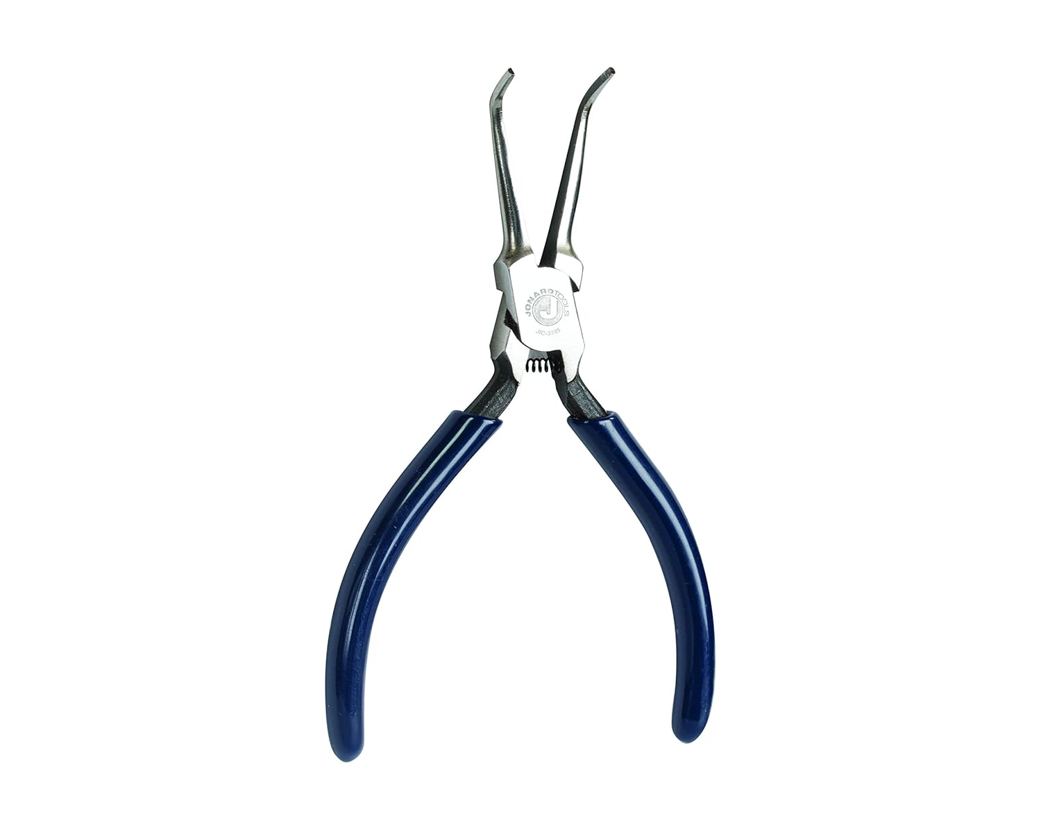 Jonard JIC-3385 – Alicates curvados de punta de aguja con mango de plástico azul oscuro, 5-12 pulgadas de longitud