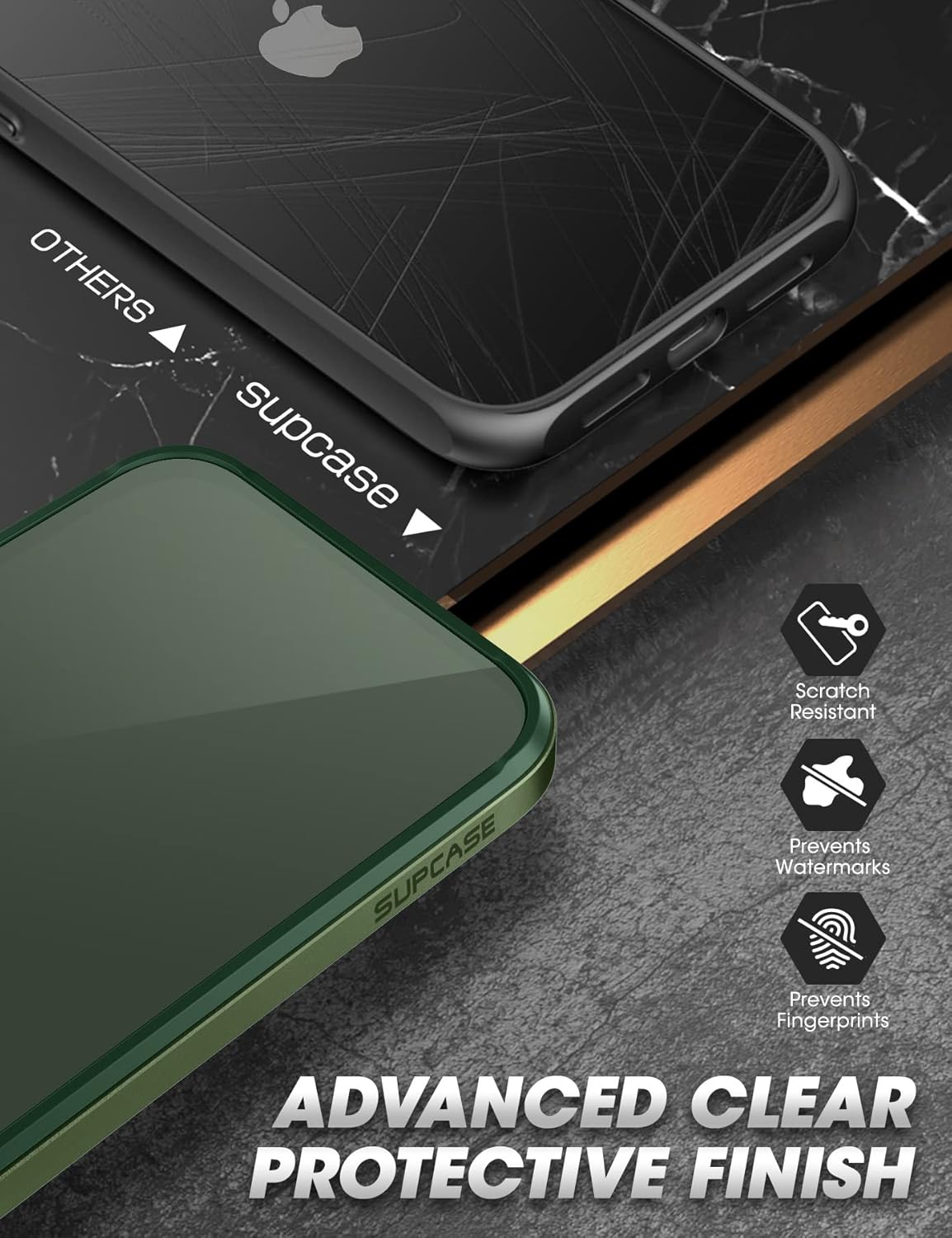 SUPCASE Funda para iPhone 13 Pro Max (borde de escarabajo de unicornio), protección de grado militar antiarañazos marco delgado transparente a
