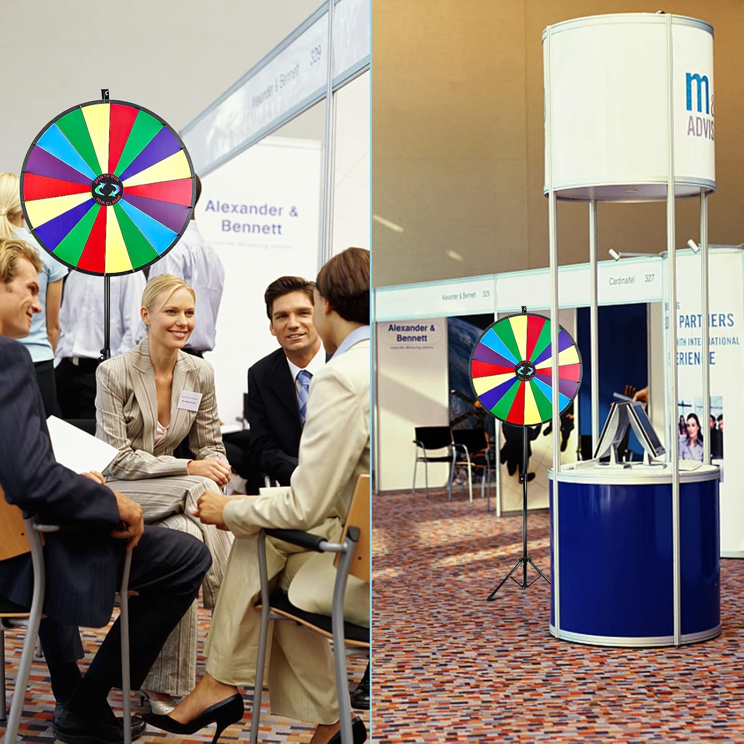 iElyiEsy Rueda giratoria de 30 pulgadas de la fortuna con trípode plegable, altura ajustable, rueda giratoria de 18 ranuras con rotulador y borrador