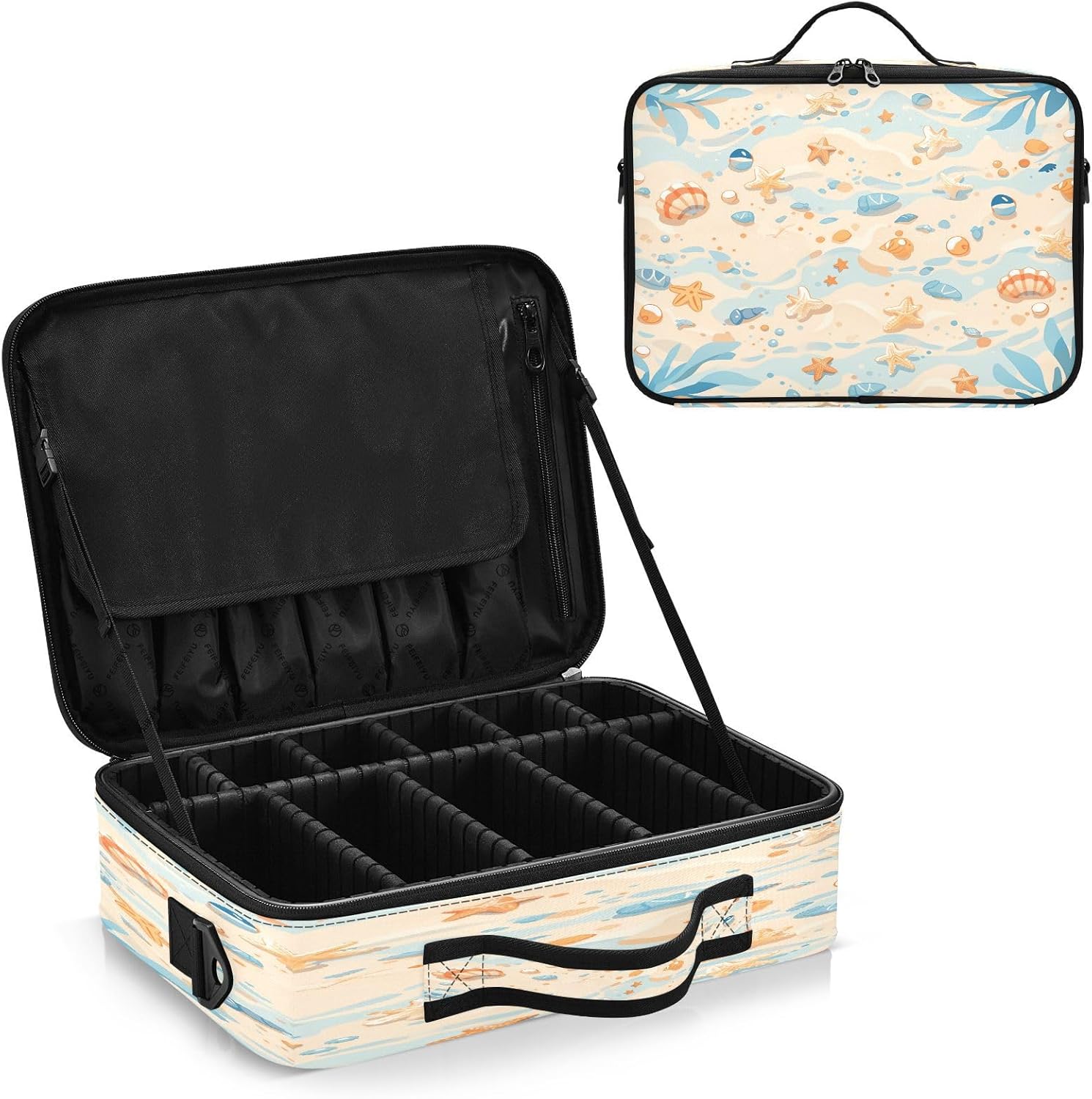 Shells Ocean Waves Beach Starfish cosmetic bags women bag toiletry travel up bag organizator large travel makeup bag bolsos de maquillaje para mujer