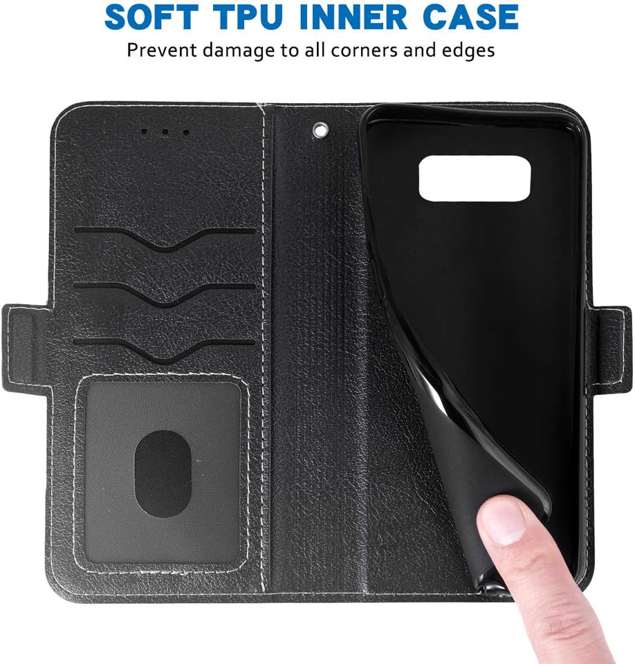 Funda para teléfono Samsung Galaxy S8 Plus, funda tipo cartera con tapa, piel sintética, ranuras para tarjetas de crédito, protección de cuerpo