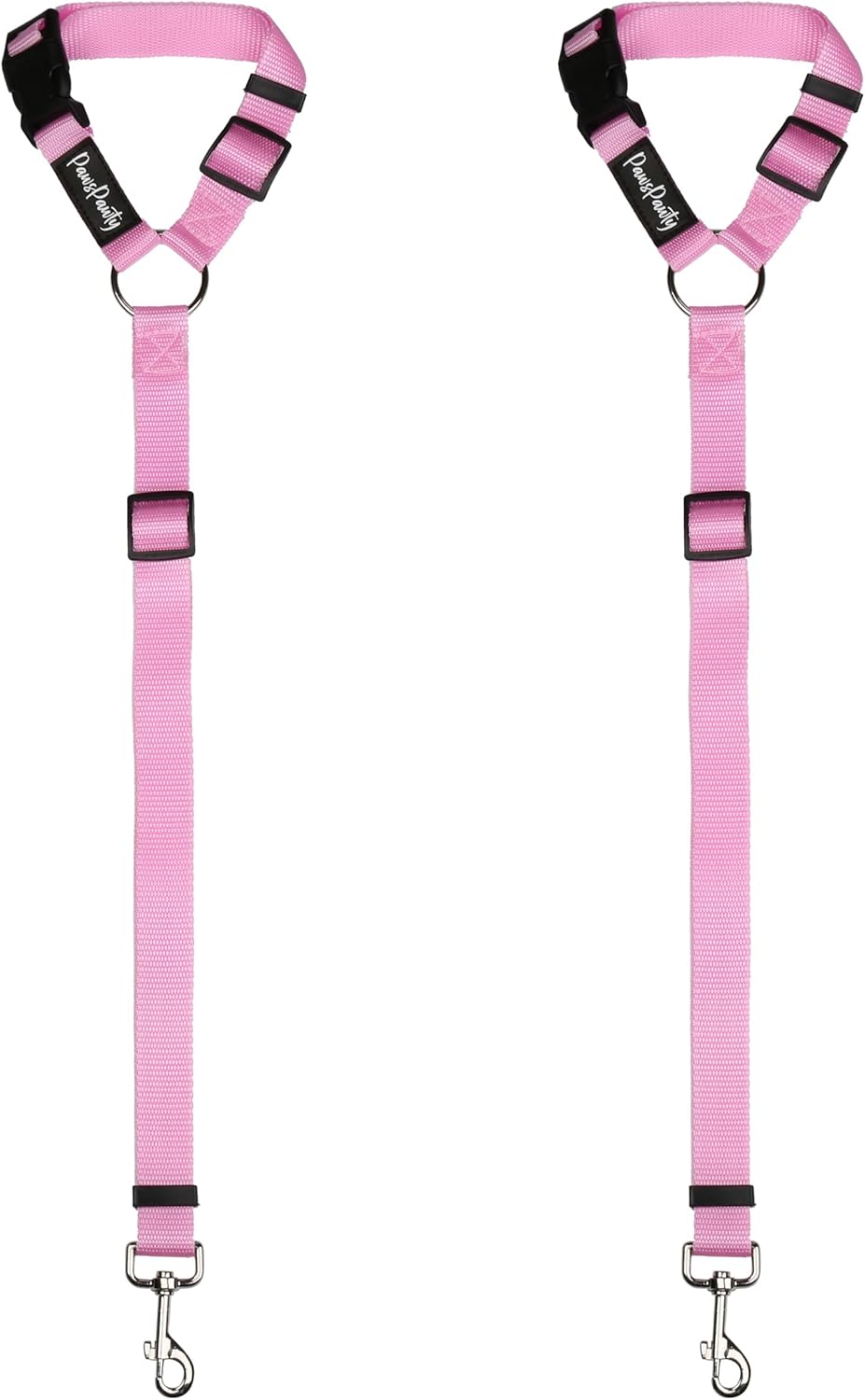 PawsPawty – Paquete de 2 cinturones de seguridad para perros, ajustable, tela de nailon, correas de seguridad para automóvil, arnés para perros,