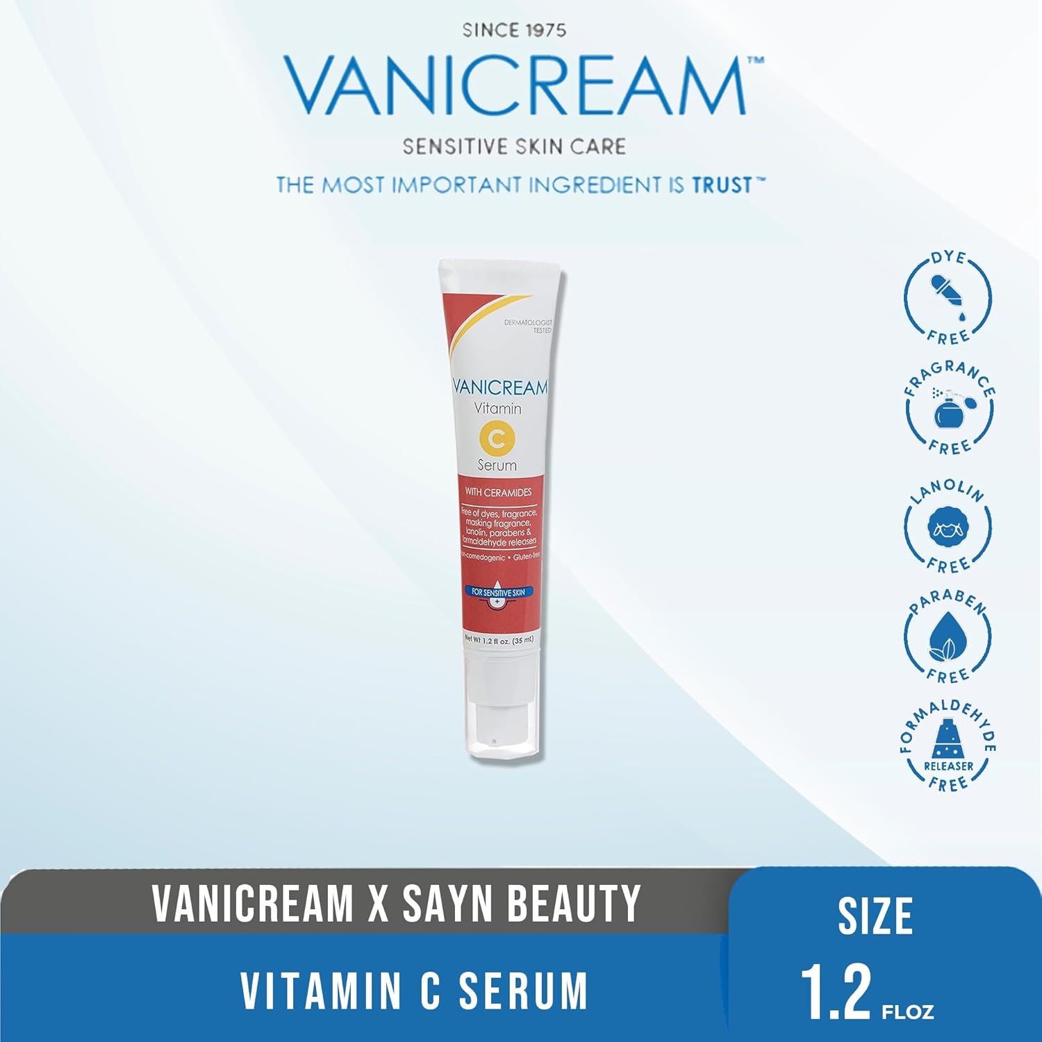 Vanicream SAYN BEAUTY – Crema de vitamina C con ceramidas, 1.2 oz (paquete de 2)